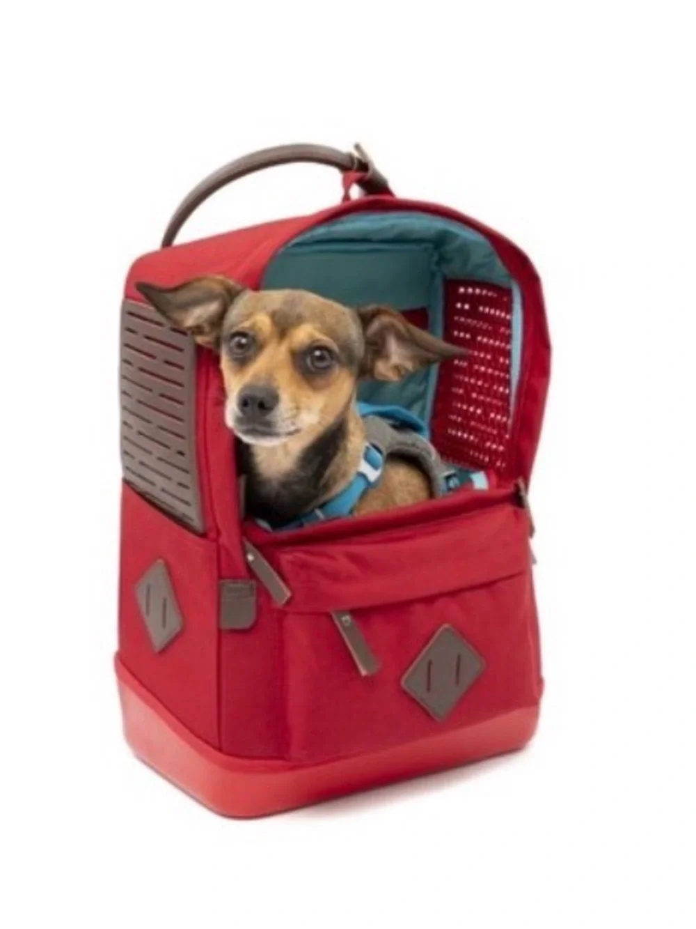 Kurgo Red Dog Carrier Backpack with Teal Interior